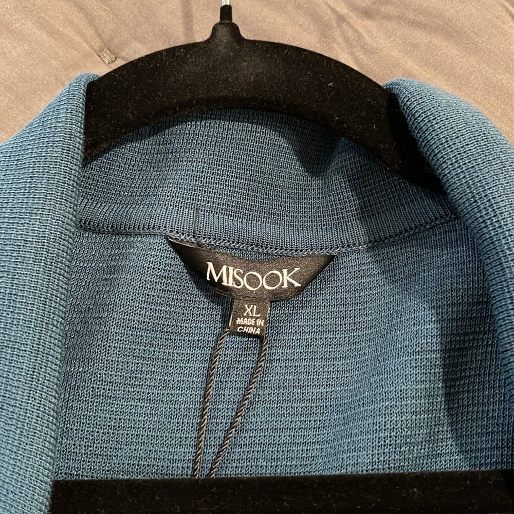 Misook long cardigan. Teal. Beautiful. New. Pockets. Knit. - Picture 4 of 5